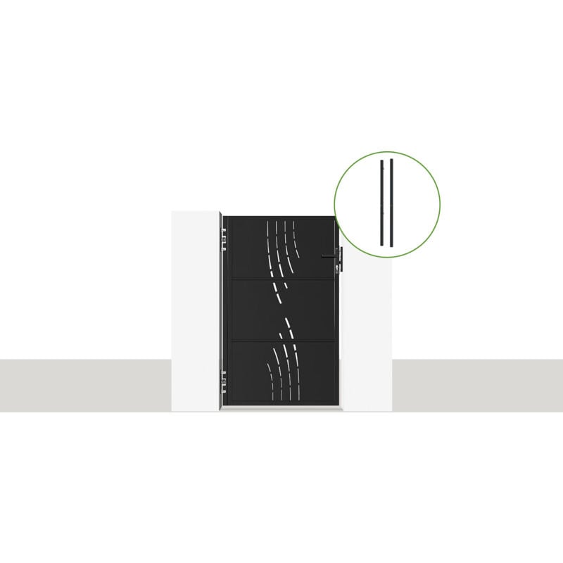 Portillon acier nali veleta 100 x 160cm + 2 poteaux acier dario Noir Mat