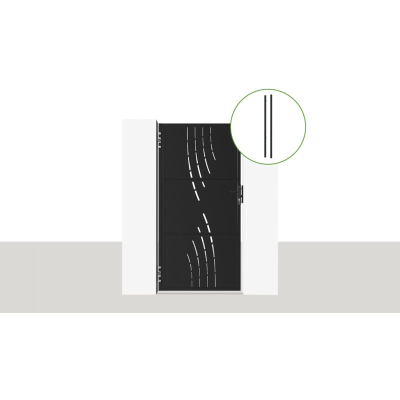 Casanoov - Portillon acier nali veleta 100 x 200cm + 2 poteaux acier dario Noir Mat