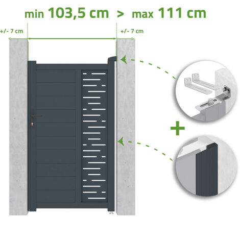 Portillon ajustable en largeur ARLBERG 1m H.180cm Aluminium Gris Anthracite