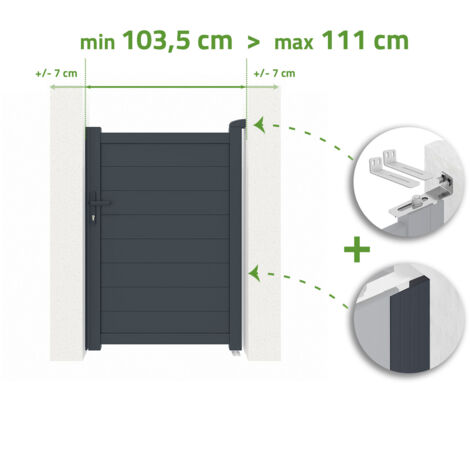 Portillon ajustable en largeur EIGER 1m H.140cm Aluminium Gris Anthracite