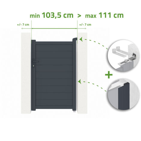 Portillon ajustable en largeur EIGER 1m H.160cm Aluminium Gris Anthracite