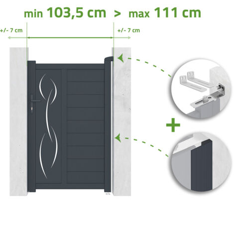 Portillon ajustable en largeur LIFE 1m H.160cm Aluminium Gris Anthracite