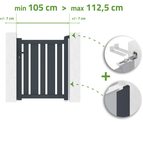 Portillon ajustable en largeur VEYMONT 1m H.120cm Aluminium Gris Anthracite