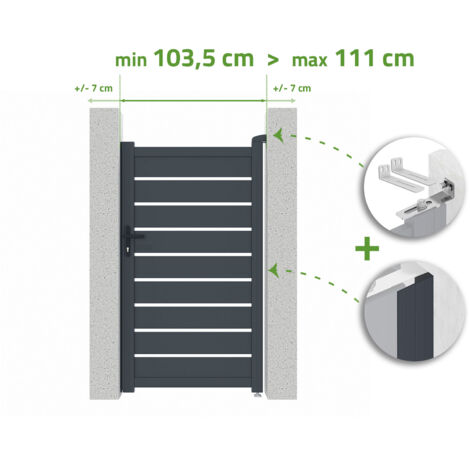 Portillon ajustable en largeur VOGEL 1m H.180cm Aluminium Gris Anthracite