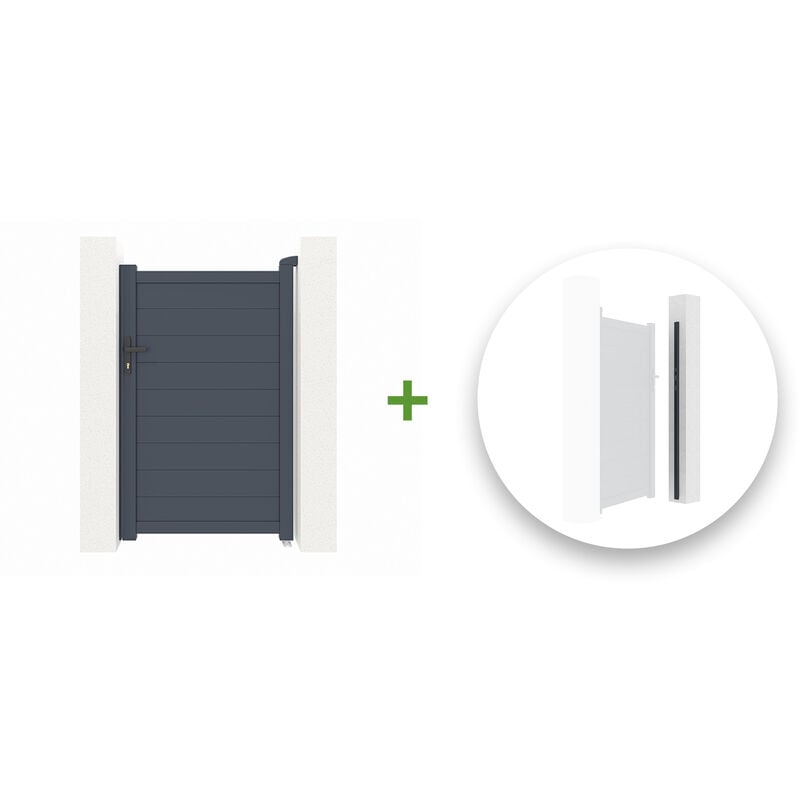 Casanoov - Portillon aluminium eiger 100x160cm + Kit inversion ouverture