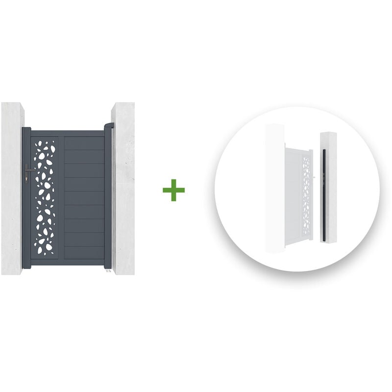 Casanoov - Portillon aluminium sunny 100x160cm + Kit inversion ouverture