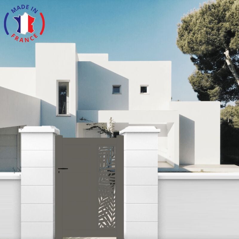 Portillon aluminium découpe laser en kit dimensions L.1000 (entre piliers) x H.1500 mm Couleurs Gris quartz (RAL 7039)