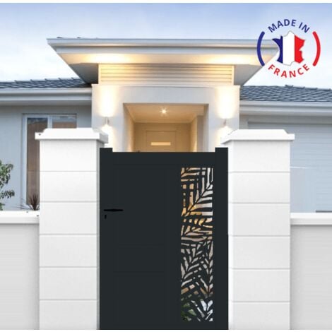 Portillon aluminium découpe laser en kit dimensions L.1000 (entre piliers) x H.1500 mm Couleurs Gris (RAL 7016)