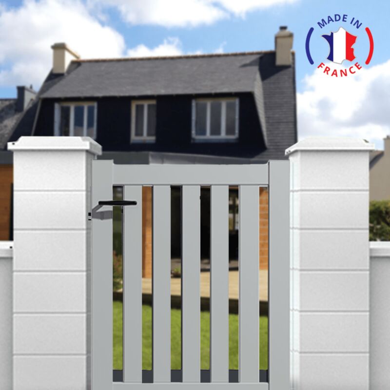 Portillon aluminium modèle ajouré en kit dimensions L.1000 (entre piliers) x H.1200 Couleurs Gris clair (ral 7035)