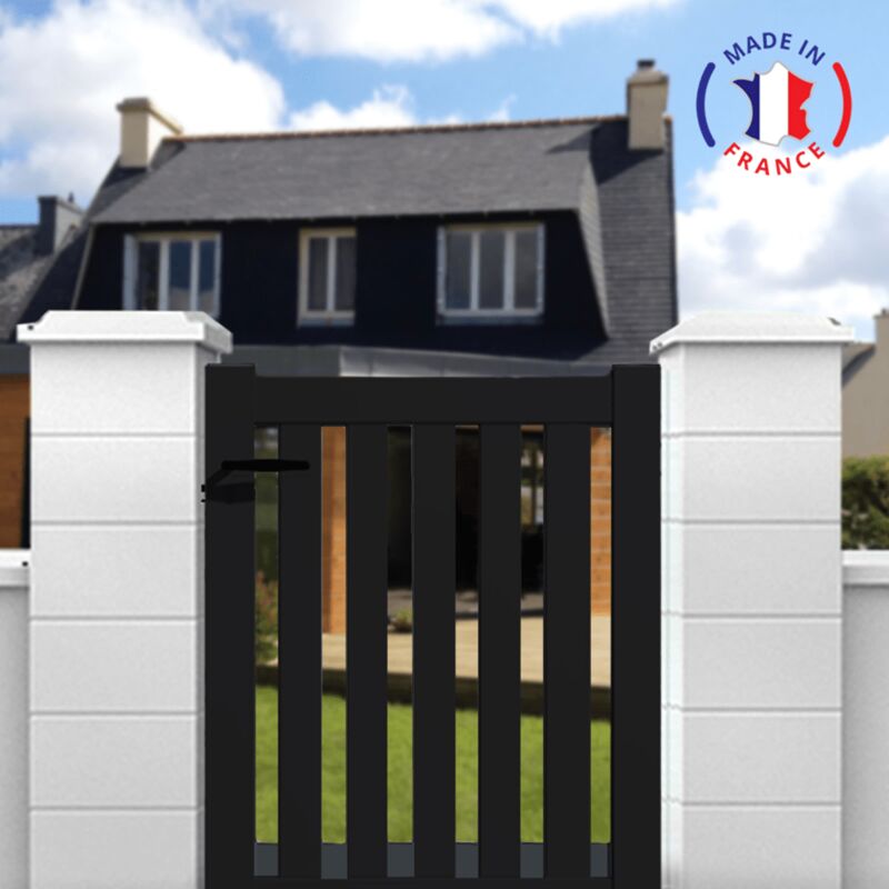 Portillon aluminium modèle ajouré en kit dimensions L.1000 (entre piliers) x H.1200 Couleurs Noir (RAL 9005)