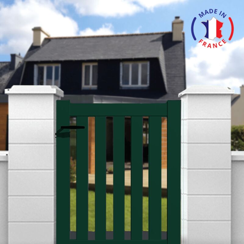 Portillon aluminium modèle ajouré en kit dimensions L.1000 (entre piliers) x H.1200 Couleurs Vert (ral 6005)