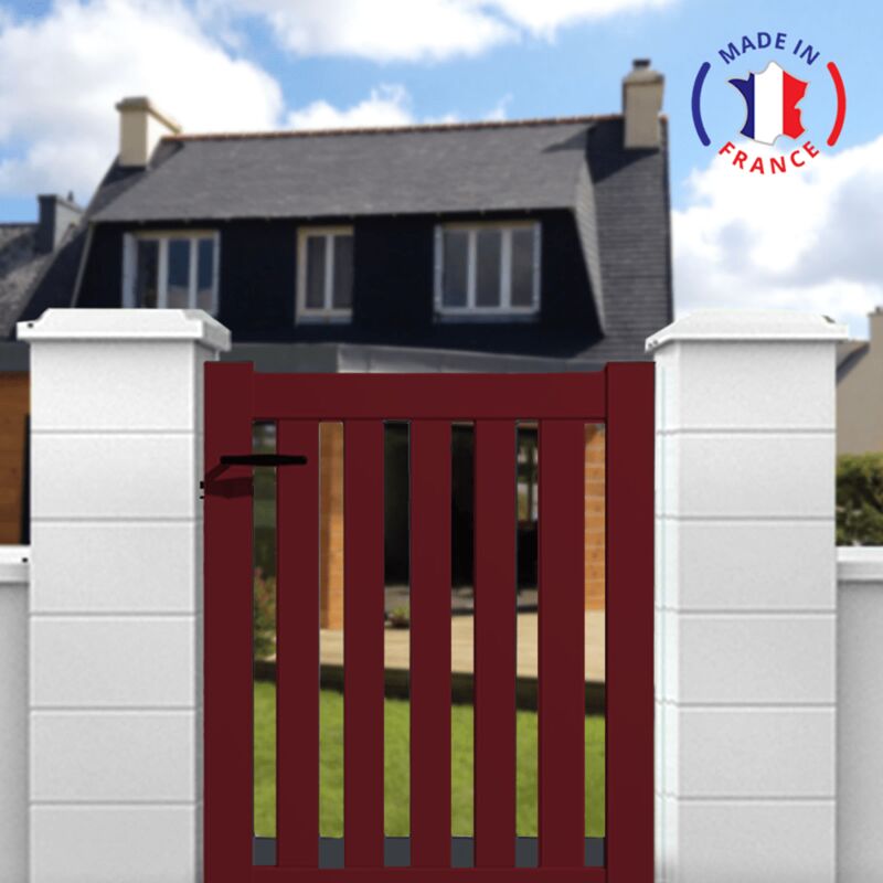 Portillon aluminium modèle ajouré en kit dimensions L.1000 (entre piliers) x H.1200 Couleurs Rouge (ral 3004)