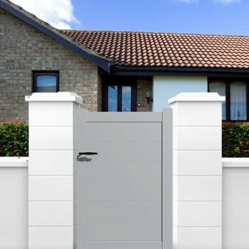 Portillon aluminium modèle plein en kit dimensions L.1000 (entre piliers) x H.1700 mm Couleurs Gris clair (ral 7035)