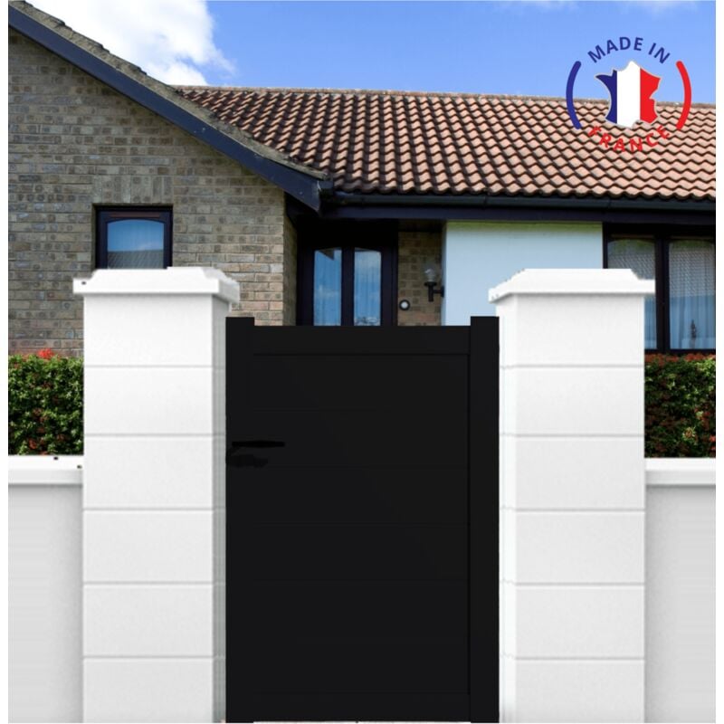 Portillon aluminium modèle plein en kit dimensions L.1000 (entre piliers) x H.1500 mm Couleurs Noir (ral 9005)
