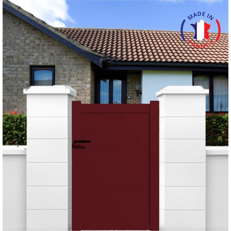 Portillon aluminium modèle plein en kit dimensions L.1000 (entre piliers) x H.1500 mm Couleurs Rouge (ral 3004)