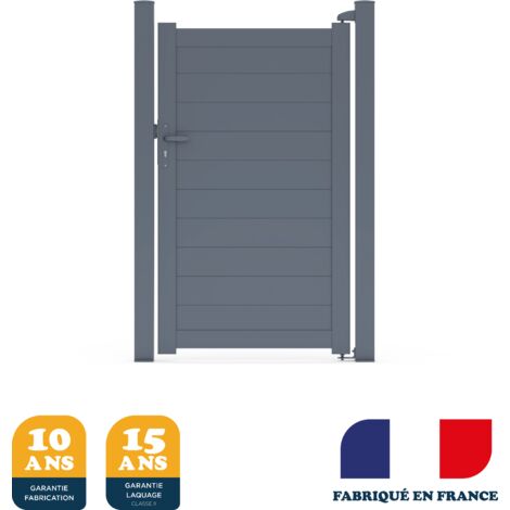 Portillon aluminium gris anthracite RAL 7016 – Dimensions L104 x H172 cm – Prêt à poser avec accessoires inclus – Fabrication française