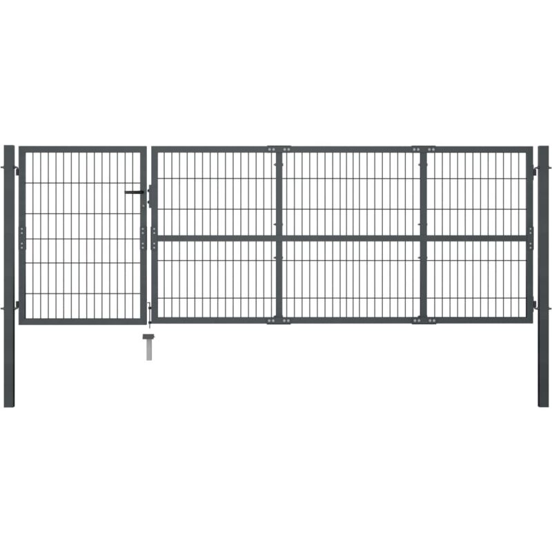 Portillon avec poteaux Acier 350 x 100 cm Anthracite - VIDAXL