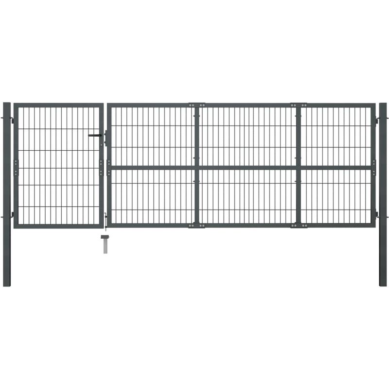 Asupermall - Portillon avec poteaux Acier 350 x 100 cm Anthracite