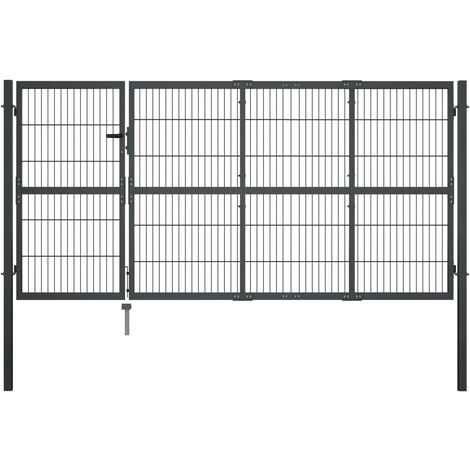 Portillon avec poteaux Acier 350 x 120 cm Anthracite