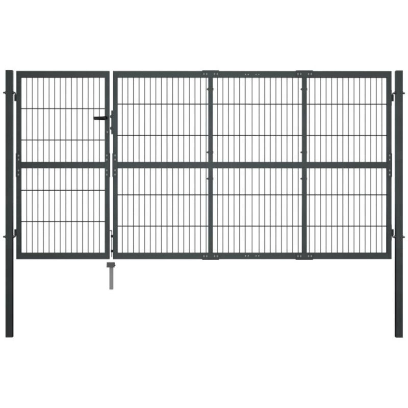 Portillon avec poteaux Acier 350 x 120 cm Anthracite