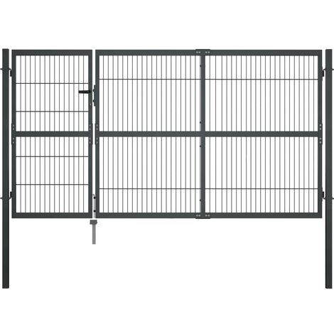 Portillon avec poteaux Acier 350 x 140 cm Anthracite