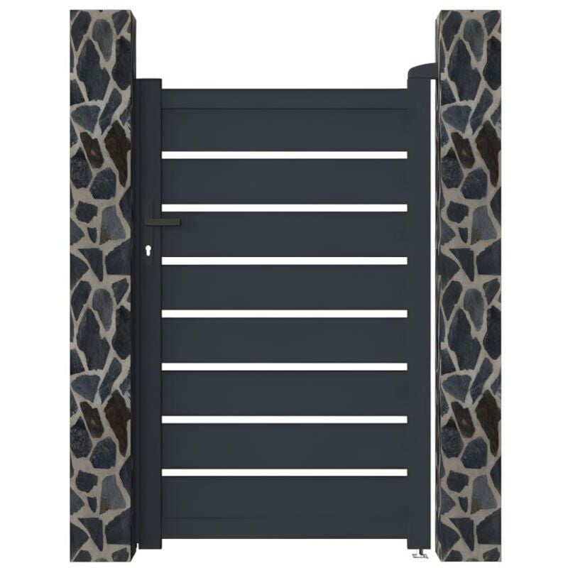 Portillon battant aluminium ajouré L103 x H166 cm anthracite - primo
