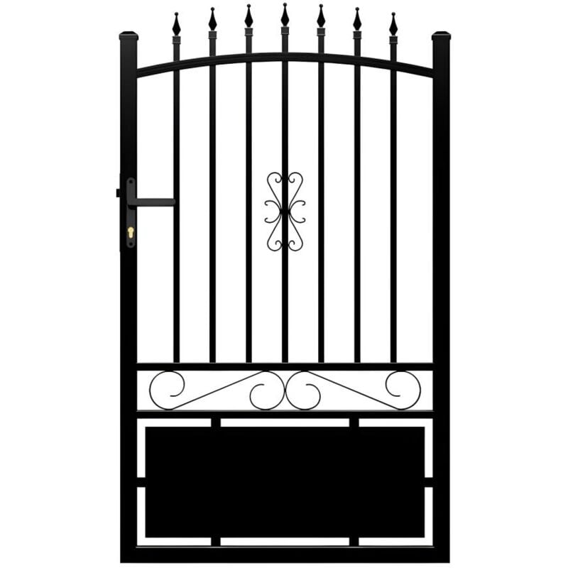 Vente-unique - Portillon battant aluminium ajouré L110 x H170 cm noir nerbis