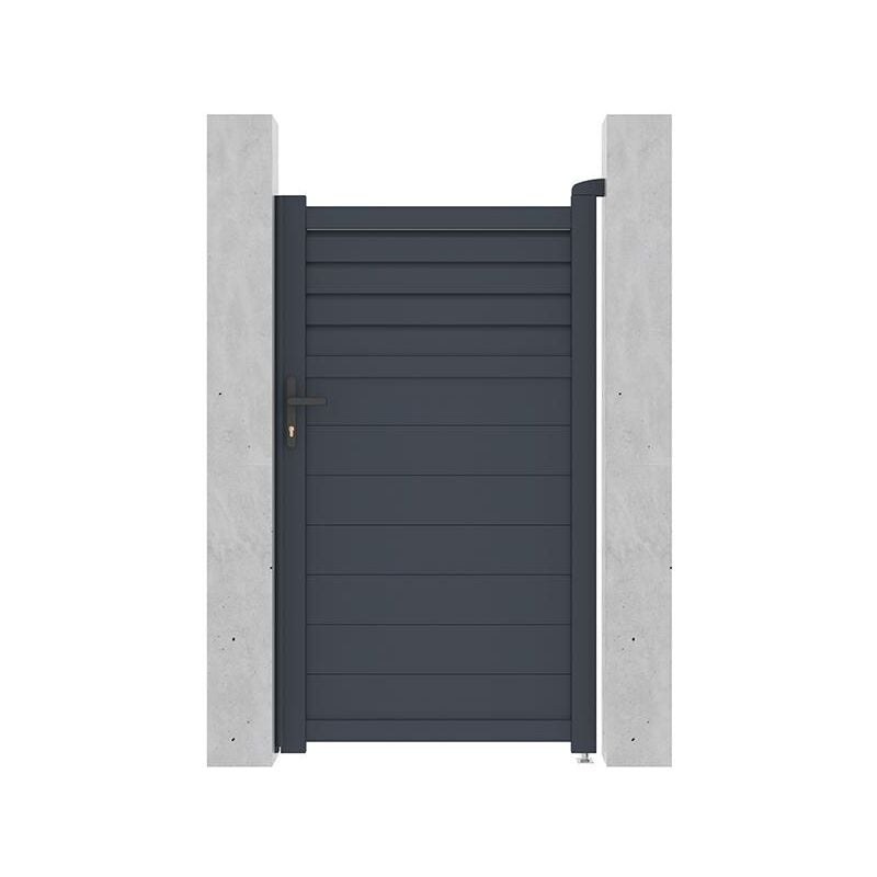 Portillon battant aluminium persienné L103 x H181 cm anthracite - viazo