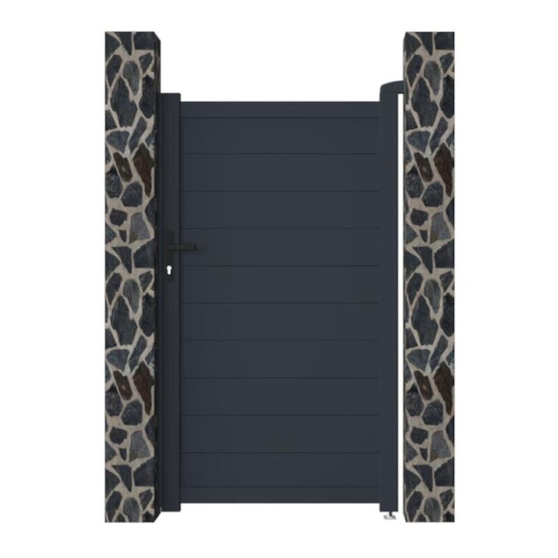 Portillon battant aluminium plein L103 x H181 cm anthracite - nazario
