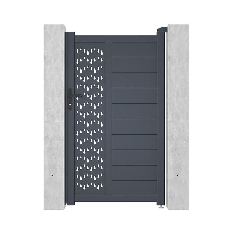 Portillon battant aluminium semi plein à motifs L103 x H181 cm anthracite gregor