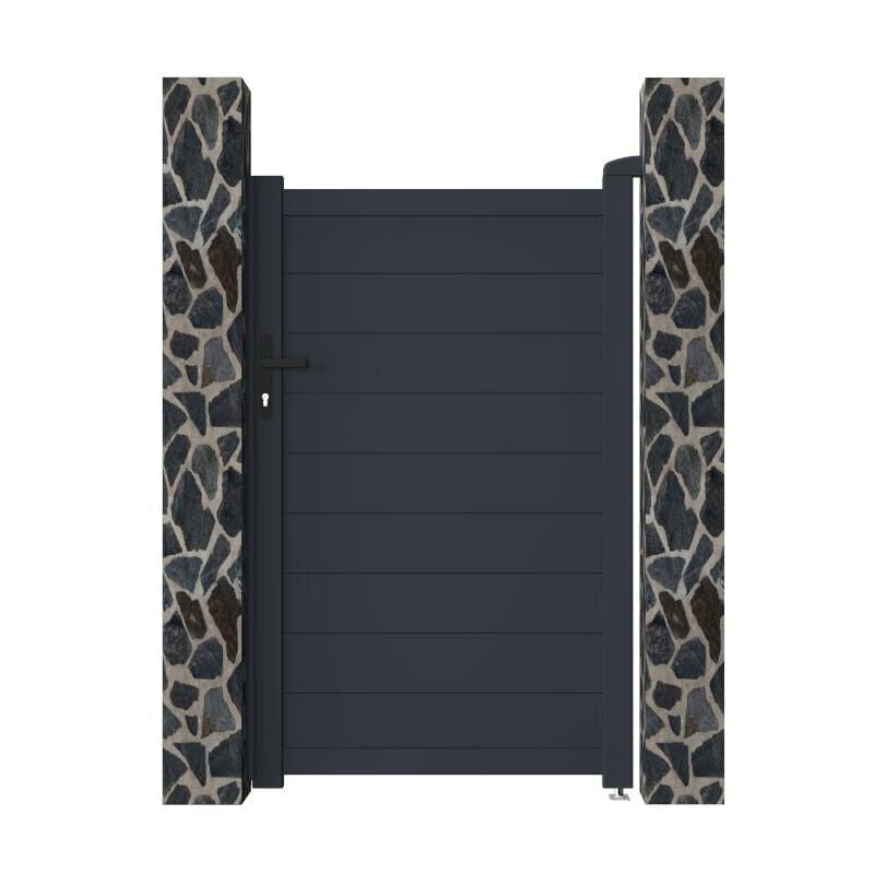 Portillon battant aluminium plein L103 x H166 cm anthracite - nazario