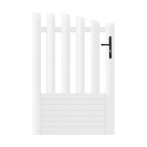 Portillon battant PVC blanc H145 x L100 cm poignée gauche ALENCON incurvé