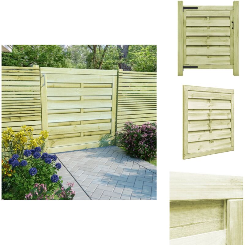 Portillon Bois de pin imprégné 100x100 cm Vert - Portail Bois - Portail Jardin - Clôture Bois - Entrée Jardin - Porte De Clôture