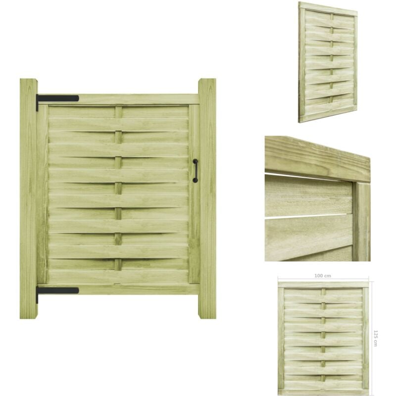 Portillon Bois de pin imprégné 100x125 cm Vert - Portail Bois - Portail Jardin - Portillon Bois - Portillon Jardin - Clôture Bois