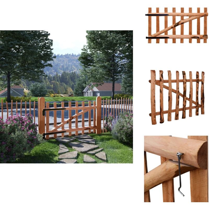 Portillon de clôture Bois de noisetier imprégné 100x60 cm - Portail Bois - Portillon Bois - Clôture Bois - Porte D'entrée Jardin - Décoration Jardin