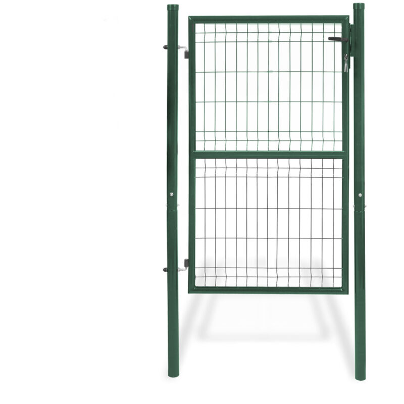 Portillon de jardin 105 x 150 cm occultable en acier vert avec serrure et poignée