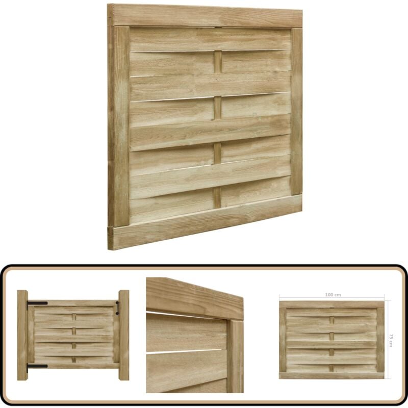 Portillon de jardin Bois de pin imprégné 100x75 cm Vert - Portail Bois - Portail Jardin - Portillon Bois - Portillon Jardin - Clôture Bois