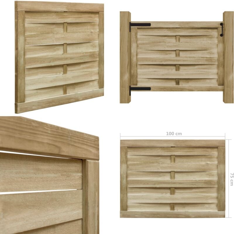 Portillon de jardin Bois de pin imprégné 100x75 cm Vert - Portail Bois - Portail Jardin - Portillon Bois - Portillon Jardin - Clôture Bois - Home &