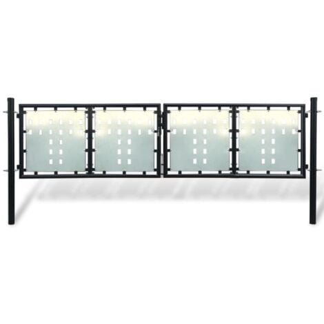 Portillon de jardin Double Noir 300 x 150 cm