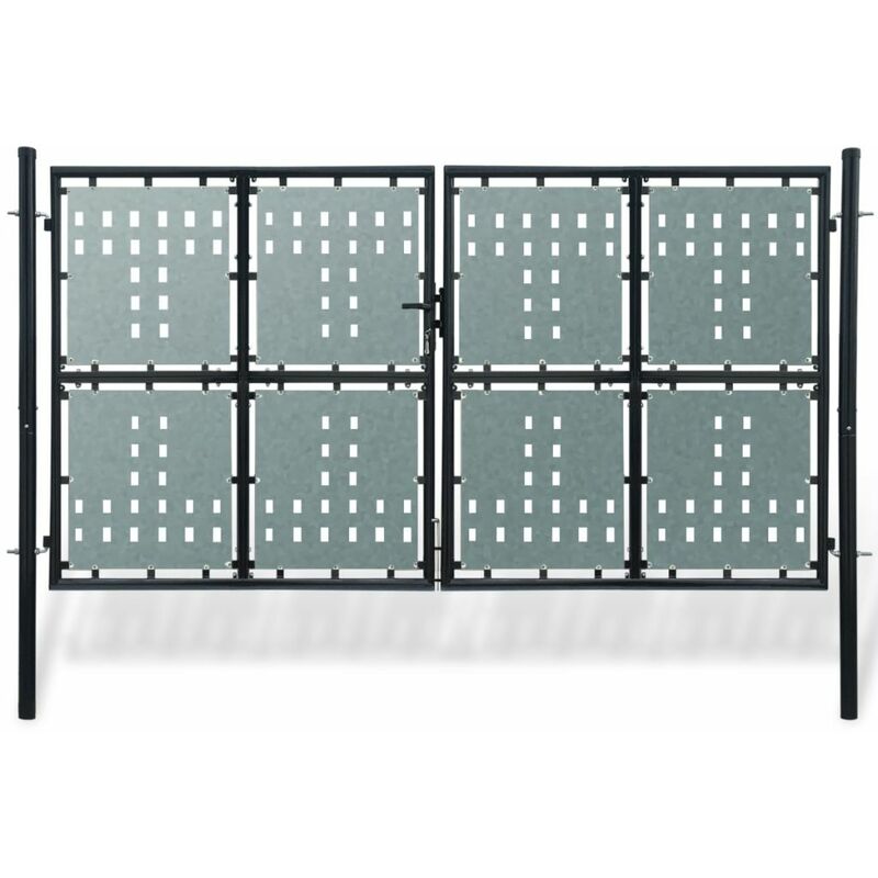 Portillon De Jardin Double, Noir, 300 X 200 Cm - ASUPERMALL
