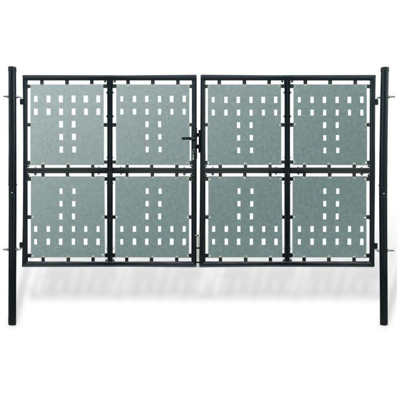 Portillon de jardin Double Noir 300 x 200 cm HDV04115 - HOMMOO