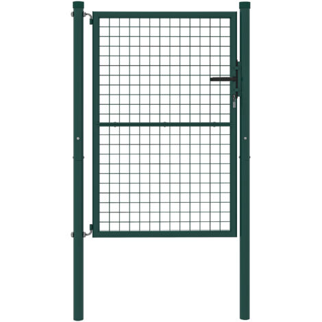 Portillon de jardin en acier 97 x 175 cm portail de jardin avec serrure, clés et poignée, vert