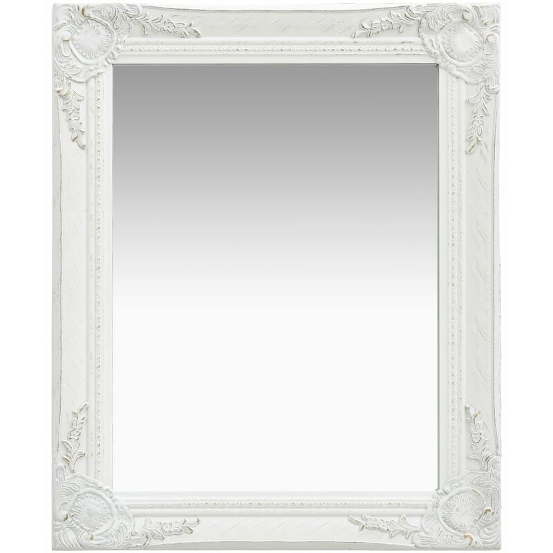 Miroir mural Conception anti-âge Cadre ornemental de style baroque 50 x 60 cm Couleurs diverses Couleur : blanche