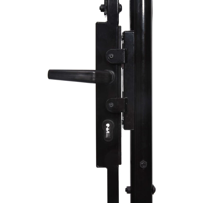 Portillon double porte avec dessus a pointe Acier 3x1,5 m Noir - ASUPERMALL
