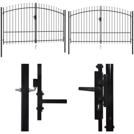 Portail De Jardin Avec Dessus Arqué Acier 1,75 X 5 M Noir - Pwshymi