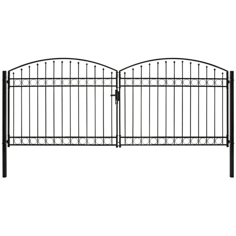 Vidaxl - Portillon double porte avec dessus arqué Acier 400x175 cm Noir