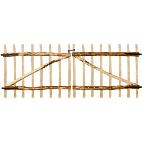 vidaXL Bois de Noisetier Portillon Double pour Clôture Portail de Clôture de Jardin Porte de Patio Terrasse Extérieur Cour Multi-taille