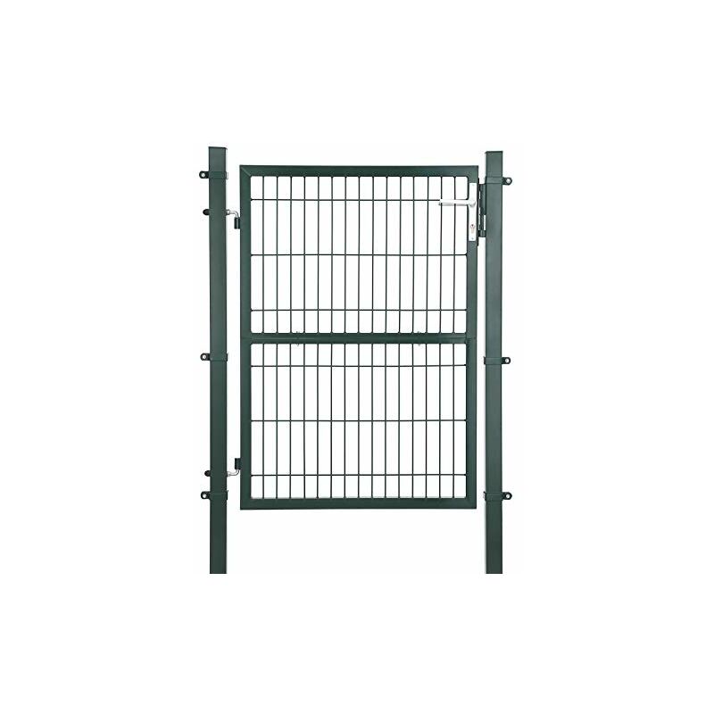 Portillon en acier galvanisé portail de clôture porte de jardin robuste et durable avec serrure poignée et clé de qualité 106 x 125 cm (l x h) vert