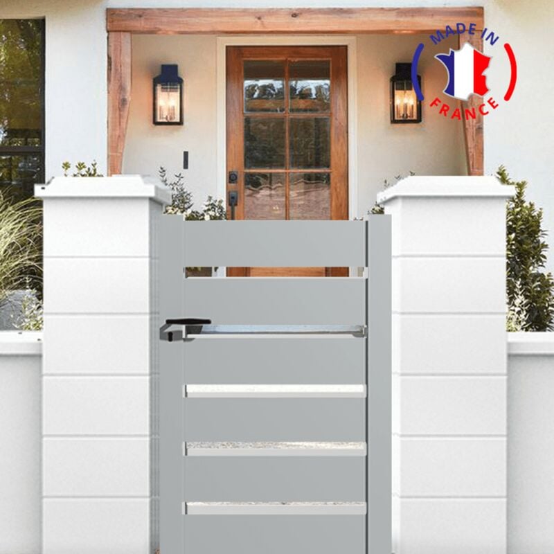 Portillon en kit aluminium sah dimensions L.1000 (entre piliers) x H.1500 mm Couleurs Gris clair (ral 7035)