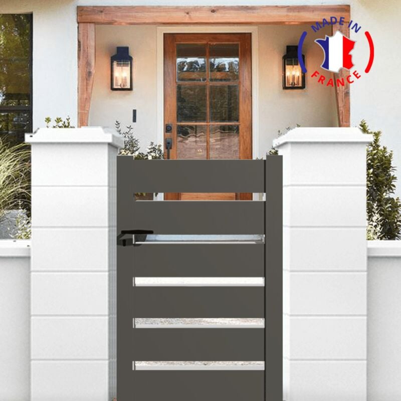 Portillon en kit aluminium sah dimensions L.1000 (entre piliers) x H.1500 mm Couleurs Gris quartz (ral 7039)
